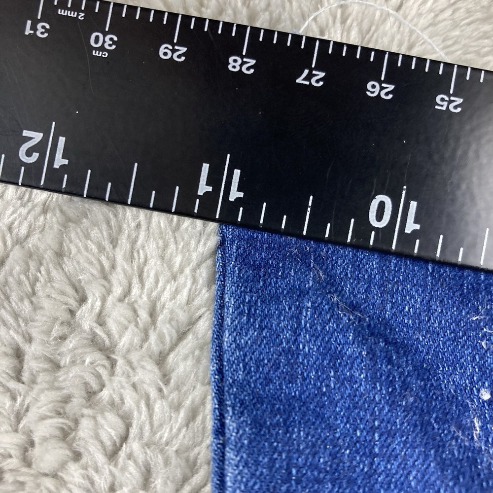 Almost Famous Jeans Size 7 26x30 Blue Denim Bell Bottom Flare Distressed Stretch - Picture 12 of 16